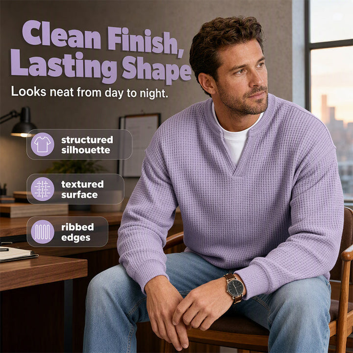 Corbin – Strukturierter Waffelstrick-Pullover mit Mock-Layer-Optik