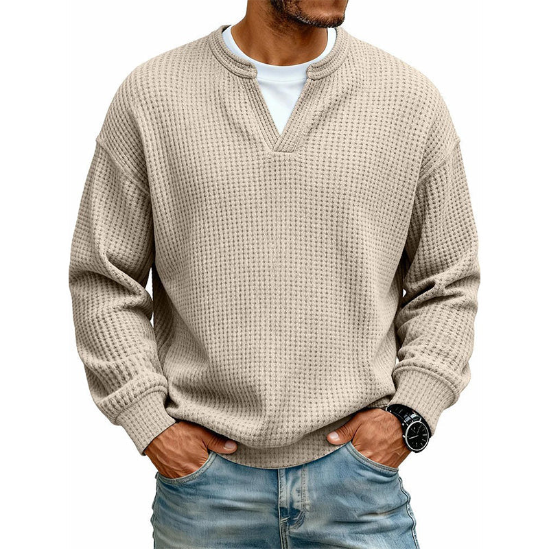 Corbin – Strukturierter Waffelstrick-Pullover mit Mock-Layer-Optik
