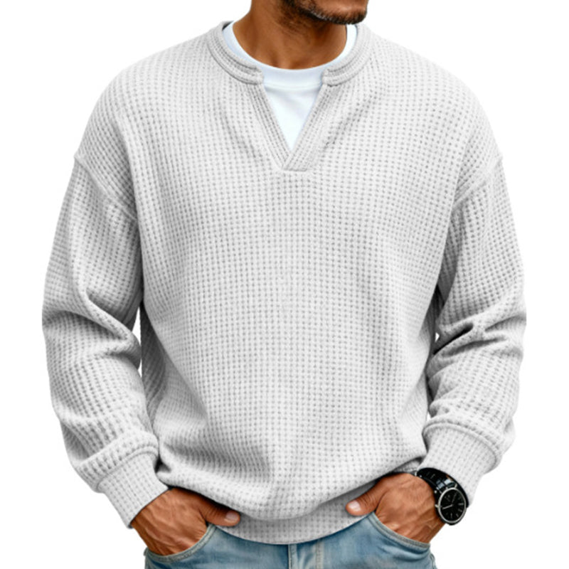 Corbin – Strukturierter Waffelstrick-Pullover mit Mock-Layer-Optik