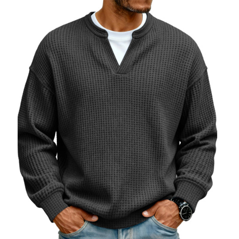 Corbin – Strukturierter Waffelstrick-Pullover mit Mock-Layer-Optik