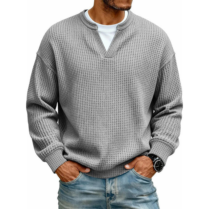 Corbin – Strukturierter Waffelstrick-Pullover mit Mock-Layer-Optik