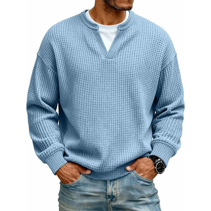 Corbin – Strukturierter Waffelstrick-Pullover mit Mock-Layer-Optik