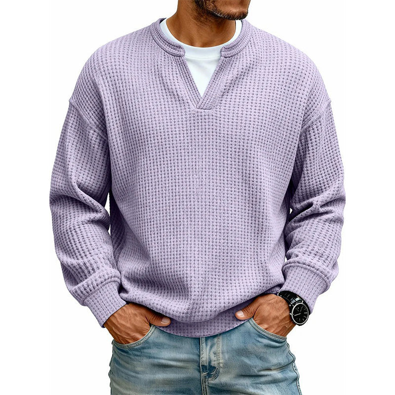Corbin – Strukturierter Waffelstrick-Pullover mit Mock-Layer-Optik