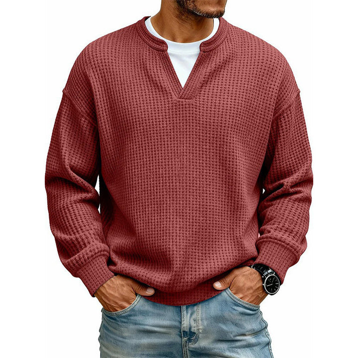 Corbin – Strukturierter Waffelstrick-Pullover mit Mock-Layer-Optik