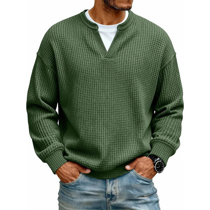 Corbin – Strukturierter Waffelstrick-Pullover mit Mock-Layer-Optik