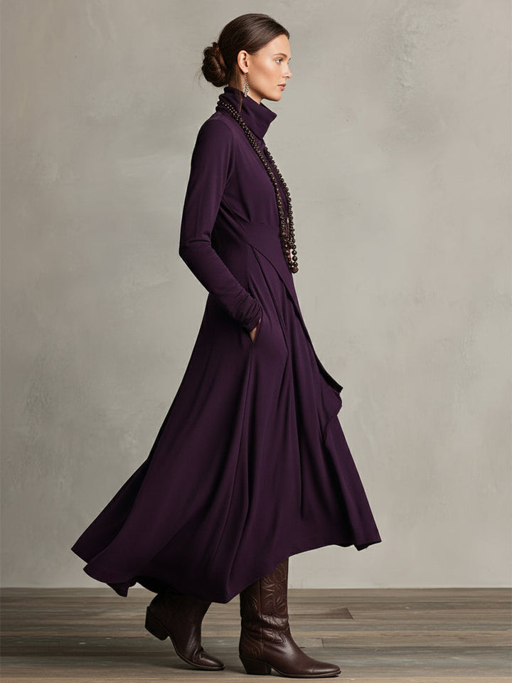 Carrie – Asymmetrisches Strick-Maxikleid mit Rollkragen