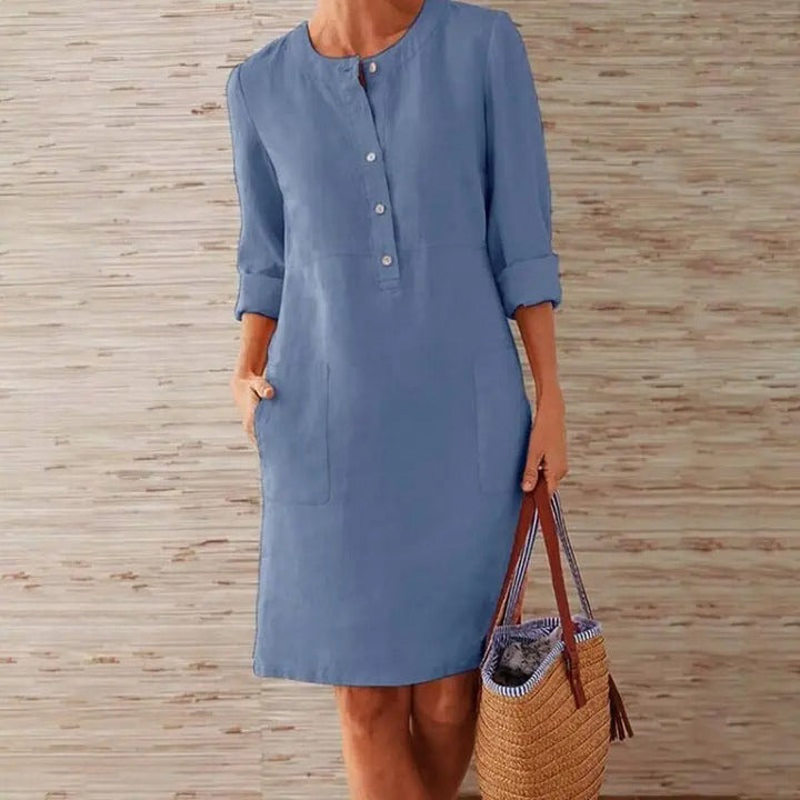 Lena – Langarm-Leinenkleid