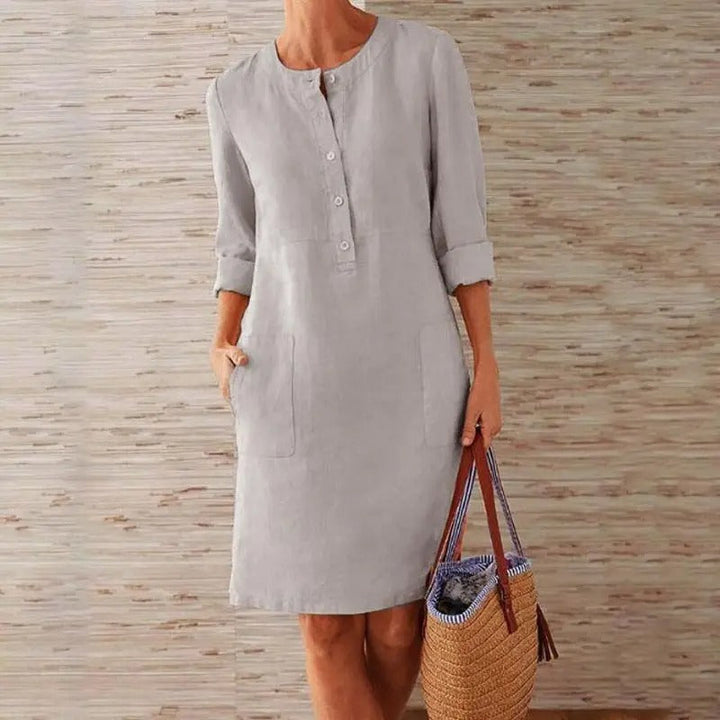 Lena – Langarm-Leinenkleid