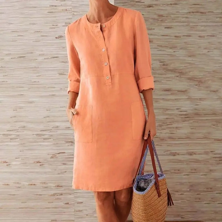 Lena – Langarm-Leinenkleid