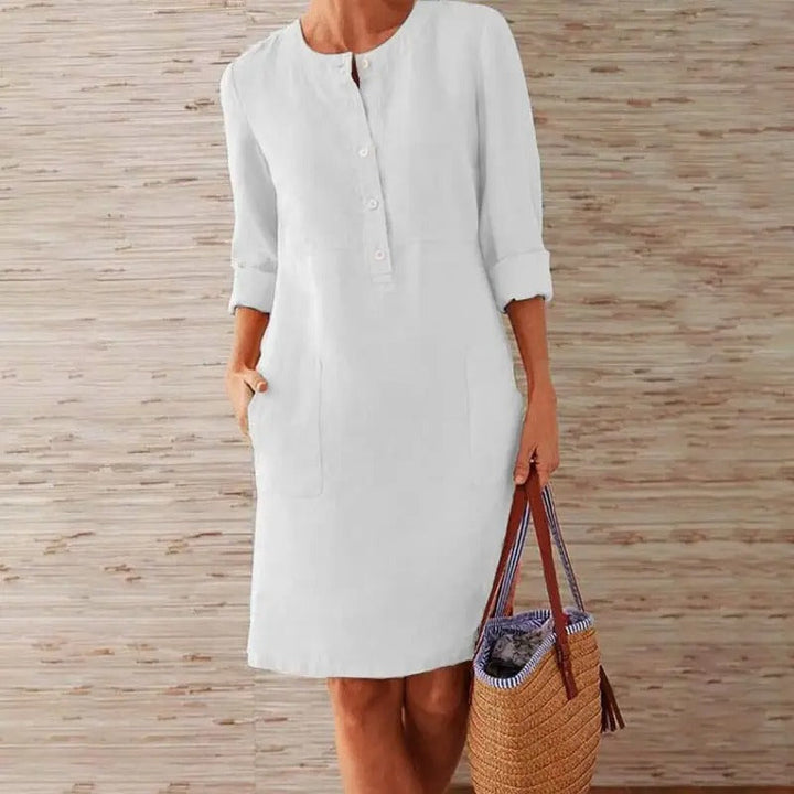 Lena – Langarm-Leinenkleid