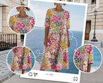Herra – Midi-Kleid mit Blumen-Aquarellmuster