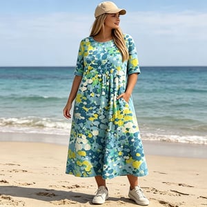 Herra – Midi-Kleid mit Blumen-Aquarellmuster