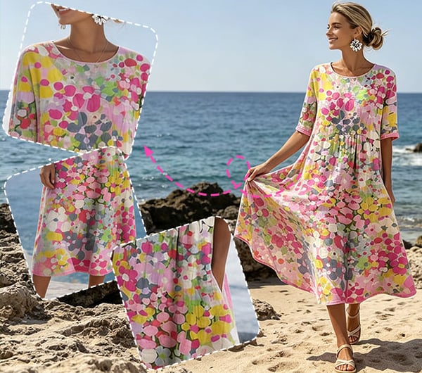 Herra – Midi-Kleid mit Blumen-Aquarellmuster