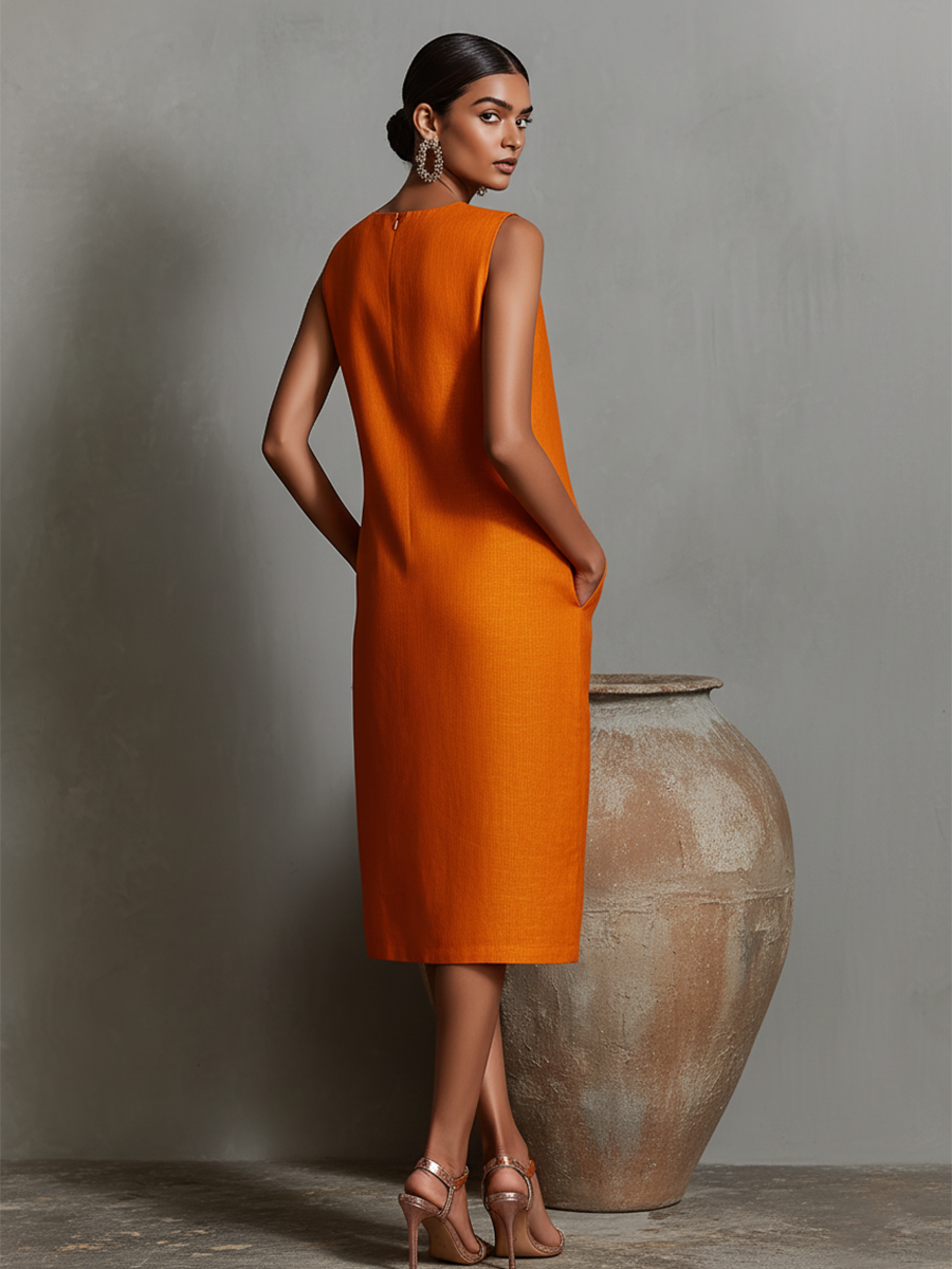Mauee – Ärmelloses Midi-Kleid mit Taschen