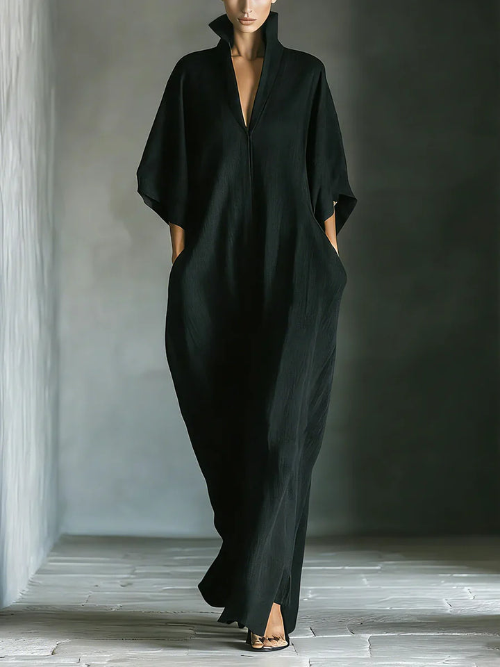 Khaye – Schwarzes Maxikleid mit Kimonoärmeln