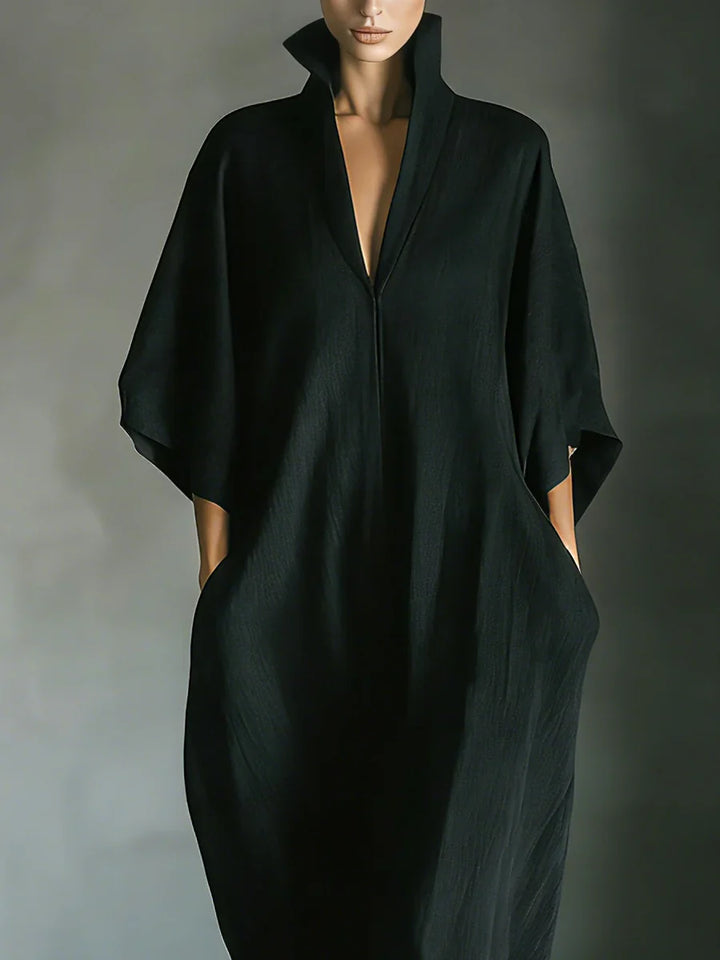 Khaye – Schwarzes Maxikleid mit Kimonoärmeln