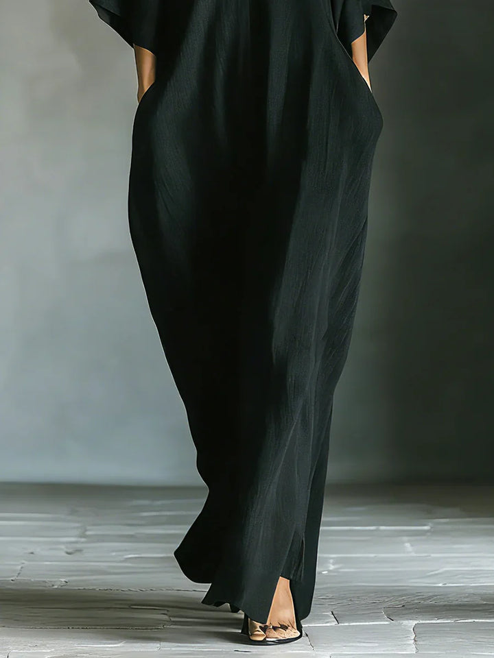 Khaye – Schwarzes Maxikleid mit Kimonoärmeln